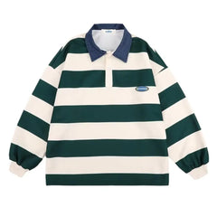 HEARUJOY - Fashion Retro Casual Sweatshirt Fashion Long Sleeve Casual 2XL Men Striped Sweatshirt Comfortable Fit Fashion Vintage Design