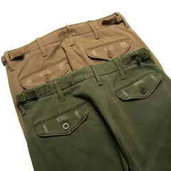HEARUJOY - American Vintage Men Cargo Pants Distress Scratch Washed Cotton Straight Pants Trousers Spring Autumn Heavy Weight Casual Pant