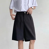 Hearujoy Metal Buckle Suit Shorts Korean Style Loose Summer Trend Male Pants Casual Zipper Solid Color Loose 9C5337