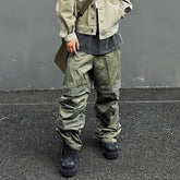 Hearujoy Harajuku Vibe Style Multi-pockets Baggy Cargo Pants for Men and Women Straight Loose Casual Drawstring Feet Overalls Oversize