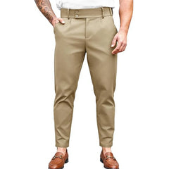 HEARUJOY - Mens Slim Fit Button Stretch Tight Tapered Fashion Skinny Pants 2025 Summer New Trend Business Casual Trousers Mens Clothing