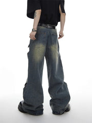 Hearujoy Wide Leg Jeans Pants Men Streetwear Baggy Distressed Denim Trousers Male Oversize Hollow Out Casual Korean Hip Hop