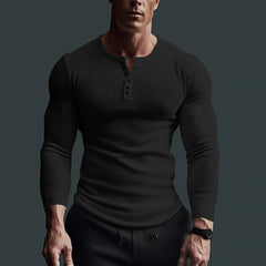 HEARUJOY - Tops Men T-Shirt Black/White/Grey Autumn/Winter Fitness Shirts High Elasticity Large Size Long Sleeve Solid Color Hot Sale