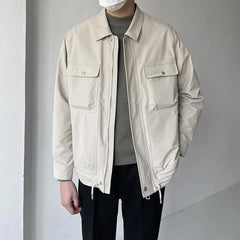 HEARUJOY - Lapel men's spring and autumn casual workwear Korean style fashion black short
