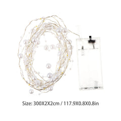 YICKYUE - Copper Wire 20Leds Fashion Pearl LED String Light Warm White Ambient Decor Lamp for Home Office Party DIY Decoration
