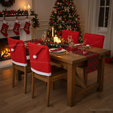 YICKYUE - 6PCS Christmas Decor Chair Covers, Santa Claus Red Hat Chair Cap Kitchen Dining Chair Slipcovers Sets For Christmas Holiday