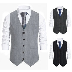 HEARUJOY - Men New Vests Suits V Neck Striped Single Breasted Sleeveless Slim Fit Blazer Vest Coats Splice Casual Regular Coat Autumn 2025
