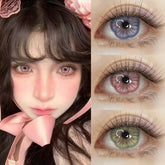 YICKYUE - 1 Pair Soft Comfort Lenses, Prescription Colored Contact Lenses With Myopia Power,Flower Pattern Anime Eye Accessorie