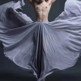 Hearujoy New Gray Boy Men Maximum Hem Skirt Costume Classical Dance Practice Skirts Chiffon Folk Dance Genderless Adult Photo Long Skirt