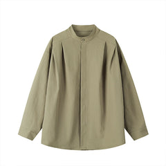 HEARUJOY - Long Sleeved Shirt Men Society Mens Formal Dress Shirt Korean Loose Casual Shirts Mens Stand Up Collar Shirts Large Size 5XL