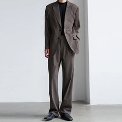 Hearujoy Men's Luxury Draped Baggy Suit Pants Casual Button-down Solid Color Straight Premium Elegant Dress Pants 2024 New