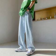 Hearujoy 4 Colors Baggy Jeans Men Fashion Casual Wide Leg Jeans Men Streetwear Loose Hip Hop Straight Denim Pants Mens Trousers M-2XL