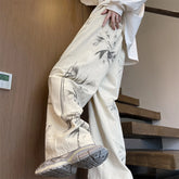 Hearujoy Men's Women's Hip Hop Graffiti Jeans Straight Tube Wide Leg Trousers Baggy Pants Fashion Streetwear Jeans Casual Male Pants