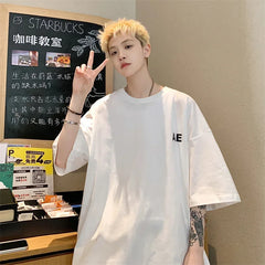 HEARUJOY - T Shirt Oversized Cotton White For Men 5XL Men's Letter Print T-shirts Male Casual Wear Summer Tee Shirts Unisex Big Size