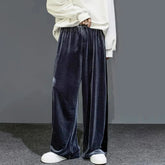 Hearujoy High Street Casual Sweatpants Men's Gold Velvet Wide-leg Pants Spring Fall Clothes Large Size Trendy Loose Y2k Glossy Long Pants