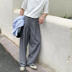 HEARUJOY - Black Suit Pants Men Oversized Fashion Social Mens Dress Pants Korean Loose Wide Leg Pants Mens Office Formal Trousers M-3XL