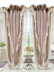 YICKYUE - European French Palace Retro Pink Velvet Curtains for Living Dining Room Bedroom Luxury Milk Tea American High-end Custom Size