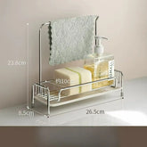 YICKYUE - Kitchen Rag Drain Rack Stainless Steel Storage Basket Sponge Dishcloth Storage Rack Sink Poolside Shelf