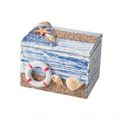 YICKYUE - 4pcs Mediterranean Wooden Storage Box Jewellery Organiser Small Wooden Box From Ocean for Beach-Themed Displays Home Decoration