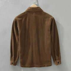 HEARUJOY - Japanese Retro Corduroy Long-sleeved Shirt Men Autumn Jacket American Workwear Casual Cardigan