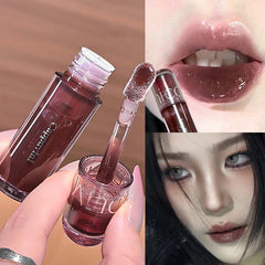 YICKYUE - Crystal Gloss Lip Tint Punk Brown Hydrating Glossy Lip Glaze Mirror Water Light Lip Gloss Korean Makeup Plumping Lips