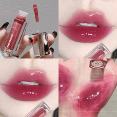 YICKYUE - 5 Colors Glass Water Gloss Mirror Lip Gloss Long Lasting Natural Waterproof Non Stick Cup Moisturizing Lip Gloss Lipstick Makeup