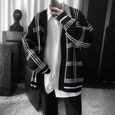 HEARUJOY - Street Plaid Cardigan Sweater Hong Kong Style Loose Jacket