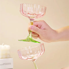 YICKYUE - Creative Simple Tall Cup Ice Cream Cup Lead free Kitchen Supplies Cute Pink Glass Dessert Bowl Yogurt Fruit Pudding Milk Cup