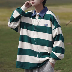 HEARUJOY - Fashion Retro Casual Sweatshirt Fashion Long Sleeve Casual 2XL Men Striped Sweatshirt Comfortable Fit Fashion Vintage Design