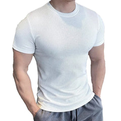HEARUJOY - Casual Daily Wear Outdoor Activities Slim Casual Tops Short Sleeve Tee Men Casual T-shirt New Condition Solid Pattern