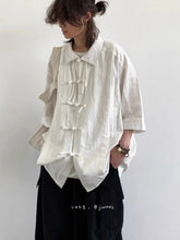 HEARUJOY - New Summer New Chinese Style Retro Tang Suit Solid Color Short-sleeved Shirt Men Women Casual Loose Buttoned Chinese Style Shirt