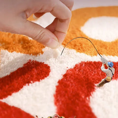 YICKYUE - Christmas Living Room Decoration Round Carpet Thick Plush Rugs for Bedroom Fluffy Soft Home Red Floor Mat Cloakroom Washable Rug