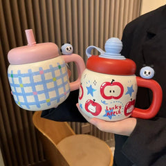 YICKYUE - High Value Dopamine 316 Stainless Steel Ton Ton Thermos Cup 800ml Large Capacity Straw Cup Handle New Water Cup