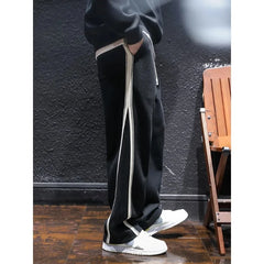 HEARUJOY - Spring Autumn Fashion Elastic Waist Striped Casual Men's Clothing Straight Loose Pocket High Waist Drawstring Trend Cargo Pants