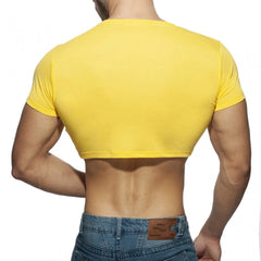 Hearujoy Mens Male Club Round Neck T-Shirt Printing Crop Tops Summer Gym Running Sportswear Club Sexy Skinny Short Sleeve Cosplay Costume