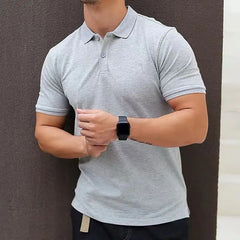HEARUJOY - Male With Collar Tee White Tops Skinny Polo Shirts Plain Mens T-shirt Gym Muscles Smooth Men's Clothing Comfortable Casual Xl