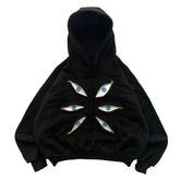 Hearujoy Y2k Hip Hop trend Harajuku Sweatshirt Fashion Loose casual pullover hoodie Men retro Demon Eyes zipper embroidery design hoodie