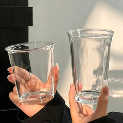 YICKYUE - Korean-style reverse-mouth glass cup, Ins-inspired coffee, milk tea, latte, bubble water, breakfast cup