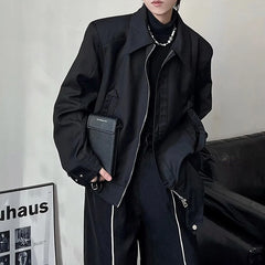 Hearujoy Men's Clothing Luxury Leisure Zipper Jacket Streetwear Solid Color Harajuku Long Sleeve Pocket Coats Korean Popular Outwear