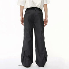 Hearujoy Niche Style Men's Suit Pants Oblique Fold Straight Summer Male Loose Trousers Wide Leg Casual Bottom Tide 9C6381