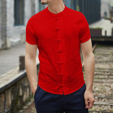 HEARUJOY - Comfort Classic Fit Men'S Shirt With Pocket Men'S Linen Chinese Clothing Tang Suit Short Sleeve Shirt For Men рубашка