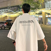 YICKYUE - Men's Oversized Shirts 5XL Letter Print Mens Blouse White Fashion Oversize Shirt Casual Wear Summer for Men New Clothing
