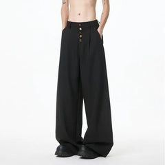 HEARUJOY - Brown Black Suit Pants Men Oversized Fashion Society Mens Dress Pants Korean Loose Wide Leg Pants Mens Office Formal Trousers