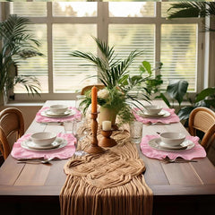 YICKYUE - 4/6/10Pcs Ruffle Cloth Napkins Round/Rectangle Placemats Weddding Table Decorations Washable Cotton Fabric for Kitchen Christmas