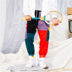 HEARUJOY - Contrast Color Patchwork Corduroy Pants Men Oversized Loose casual Pencil Pants Hip Hop Trendy Fashion Trousers Streetwear
