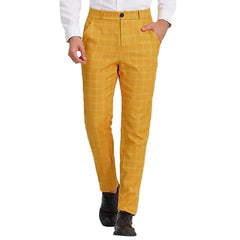 HEARUJOY - Elastic Waist Gym Sweatpants Male Business Suit Trousers Solid Color Button Plaid Large Size Refreshing Pants VêTement Homme