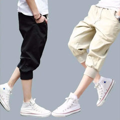 HEARUJOY - Casual Cropped Pants Men's Small Feet Casual Pants Cotton Shorts Versatile Loose Sports Harem Pants