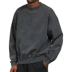 HEARUJOY - Spring Autumn Men's High-quality Cotton Sweatshirt Hoodie New Tees Retro Fashion Casual Street Sports Solid Oversized Loose Top