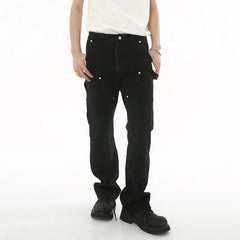 Hearujoy Slim Fit Ruffle Jeans Trend Men Autumn New Korean Style Handsome Double Knee Decoration Straight Denim Pants Fashion 9C1747