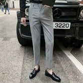 HEARUJOY - Men Suit Pants Long Pant Straight Trousers Pockets Splice Slim Fit Striped High Waist Regular Casual Autumn Winter 2025 New